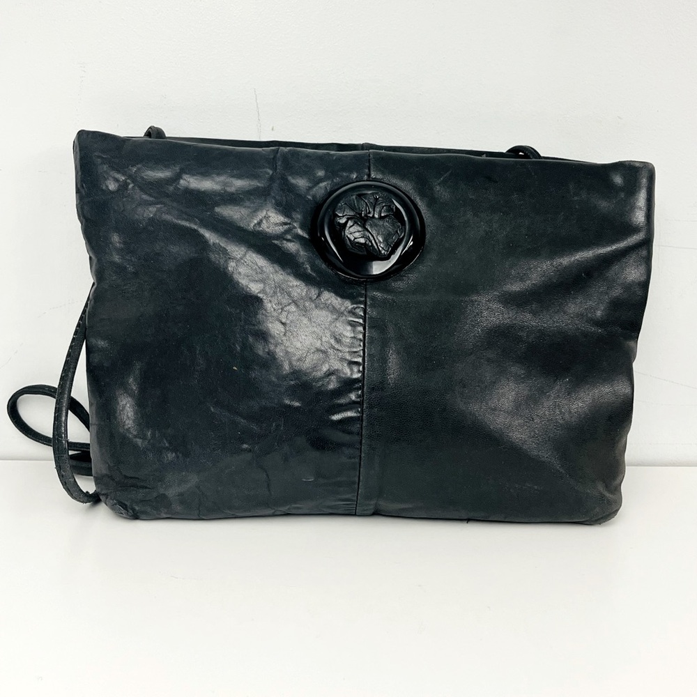 Vintage 1980’s Black Leather Shoulder Bag by SADDLE RIVER